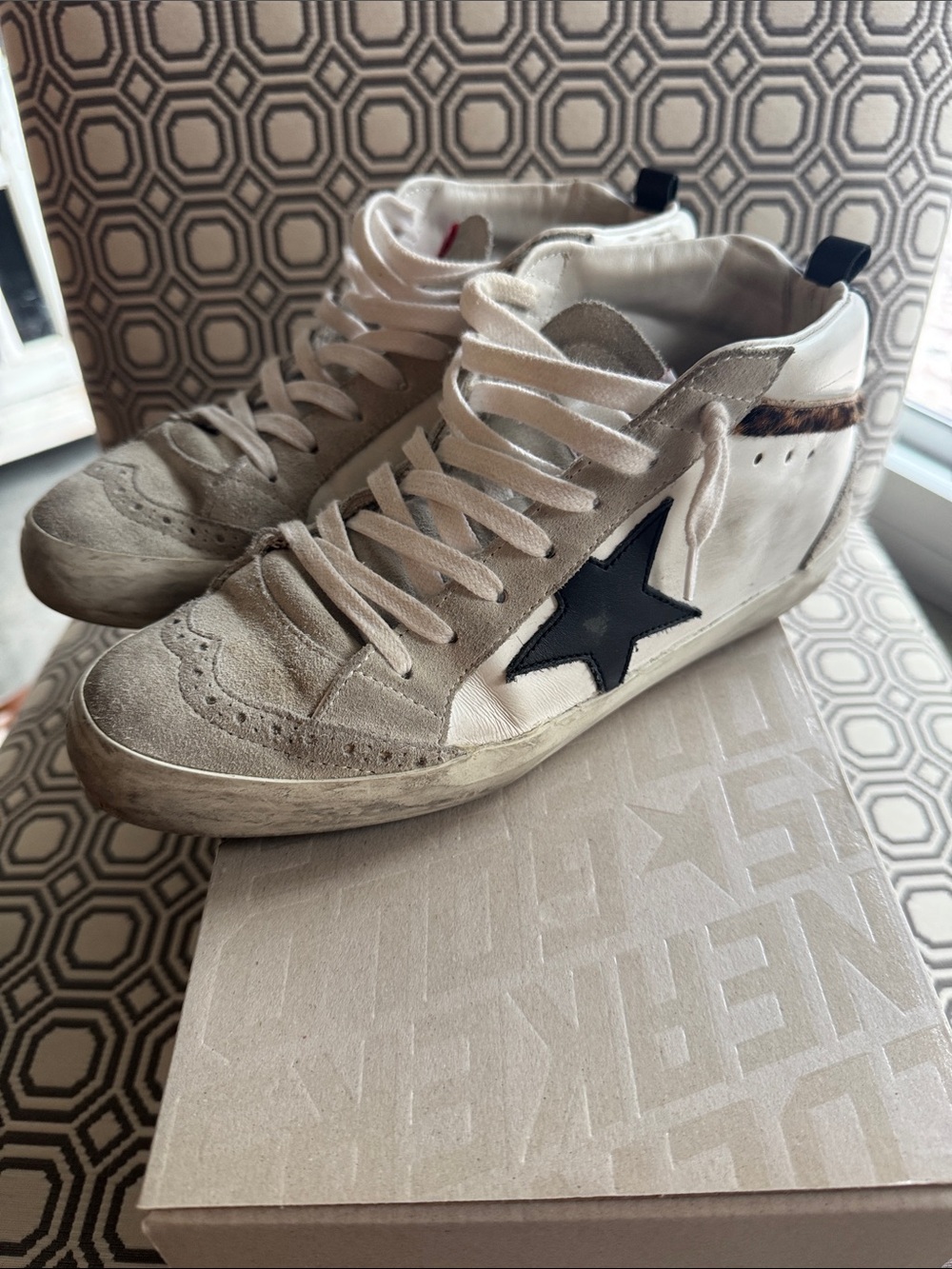 Golden Goose Midstar navy and leopard private edition